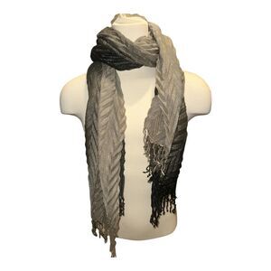 Unbranded Gray/Black/Silver Ombre Textured Shimmer Scarf